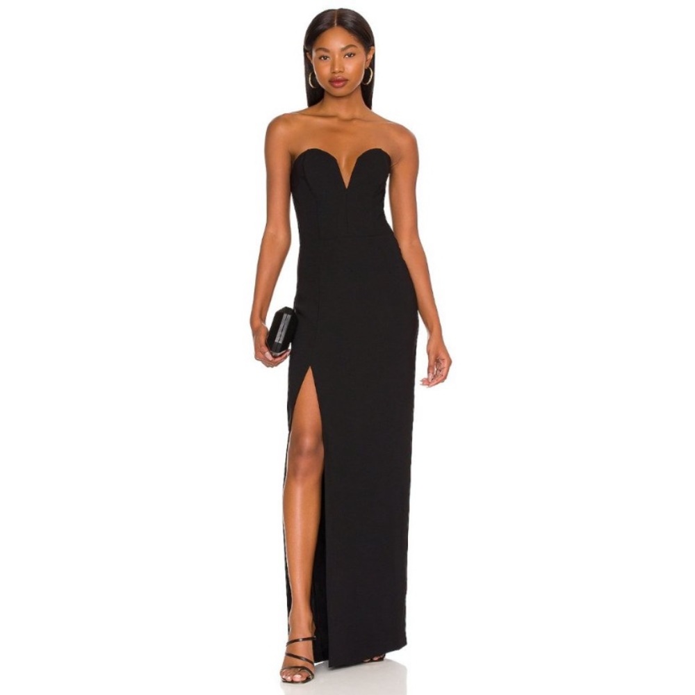 NEW Revolve Amanda Uprichard Cherri Maxi Gown in Black Size Small Formal Gala